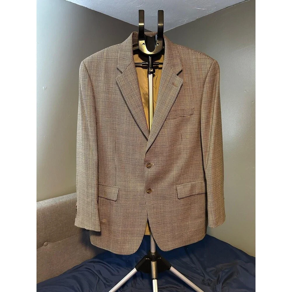 Vtg Ralph Lauren Blazer 42r Wool Beige Brown Perfect Condition